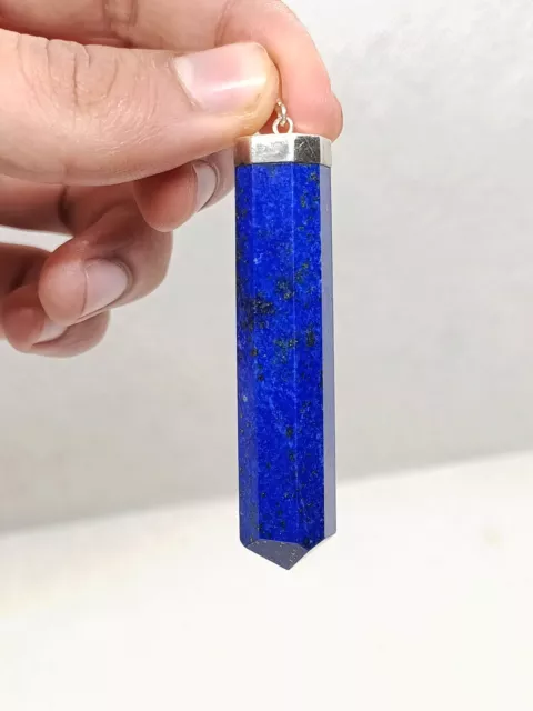 Natural Gemstone Madani Lapis Lazuli Pendant 925 Sterling Silver Large Pendant