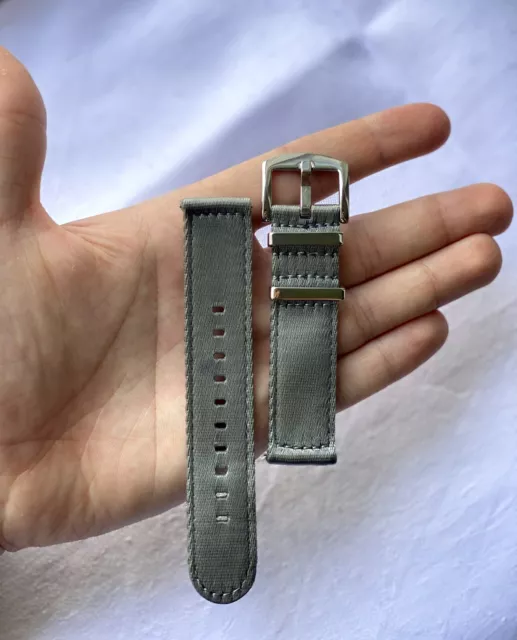 20mm Grey Nylon Canvas watch Strap made of PREMIUM Quality thread