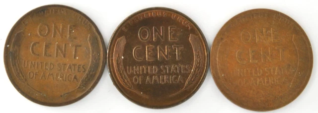 Lot Of 3  Lincoln Cent Wheat Pennies 1921 S 1923 S & 1926 US Bronze Coins 2