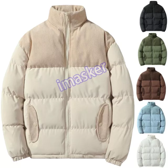 Mens Stand Collar Coat Winter Fashion Loose Casual Thick Warm Padded Down Jacket