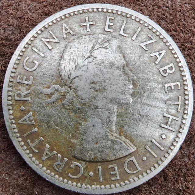 1956 Two Shillings U.K. Coin Dei Gratia Regina + Elizabeth II