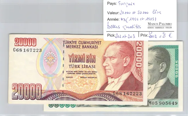 2 Tickets Turkey - 20 000 And 50 000 Lira (1995 And 1989) - Beautiful Qualities
