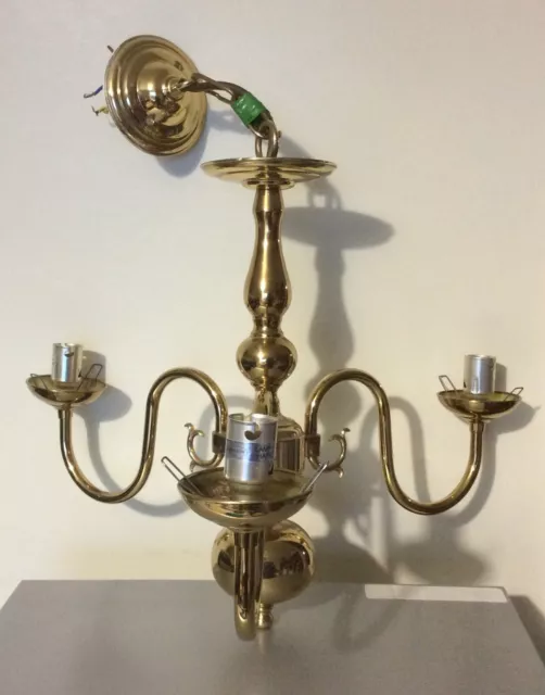 Vintage Solid Brass 3-Arm Ceiling Light Chandelier