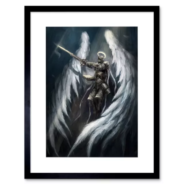 Painting Illustration Fantasy Medieval Warrior Knight Framed Print 12x16 Inch