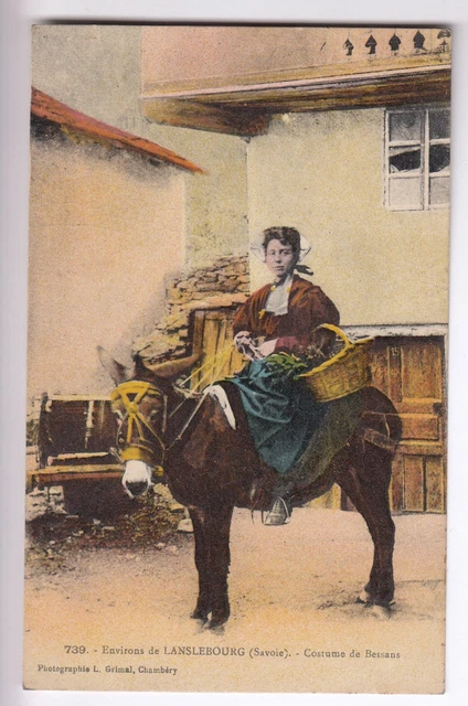 Cpa Lanslebourg 73  - Femme En Costume De Bessans Folklore Ane Donkey 1931 ~C64