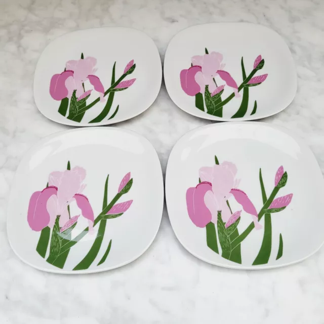 RARE Block Langenthal Henry Evans Floral Iris Portraits Set 4 Salad Plates 8"