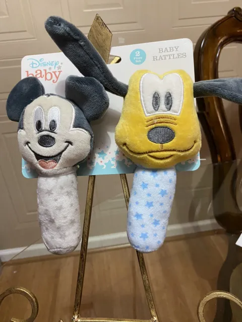 Disney Vintage Baby Rattles Mickey Mouse And Pluto,