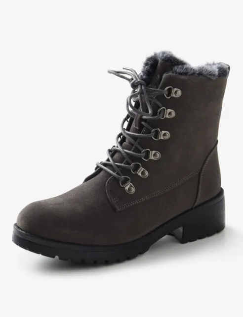 Riversoft - Womens Winter Boots - Grey Ankle - Lace Up - Smart Casual Shoes