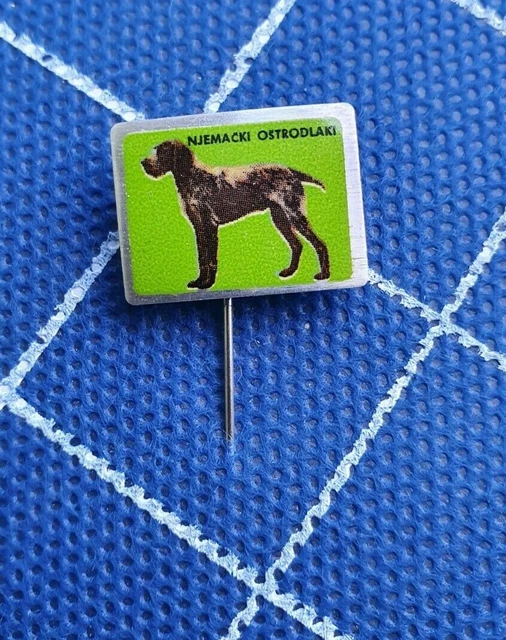 Pin badge anstecknadel German Wirehaired Pointer dog dogs hound Yugoslavia