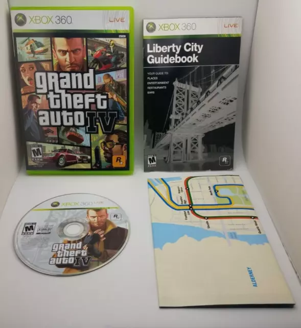 Grand Theft Auto IV GTA4 (Microsoft Xbox 360) *Complete W/Map*