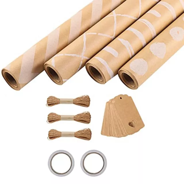 4 Roll Wrapping , 43 x 300 cm/Roll Wrapping  Set with 2 Adhesive Tapes 32703