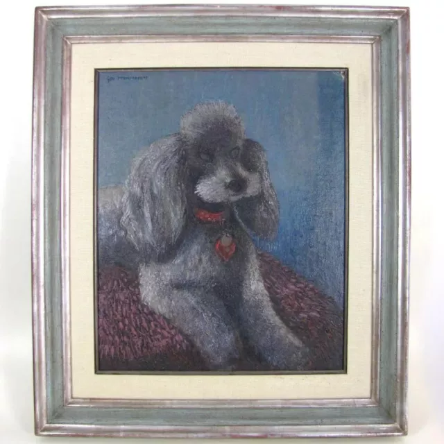 Belgian Oil Painting Portrait Poodle Dog Impressionist Signed Geo Mommaerts