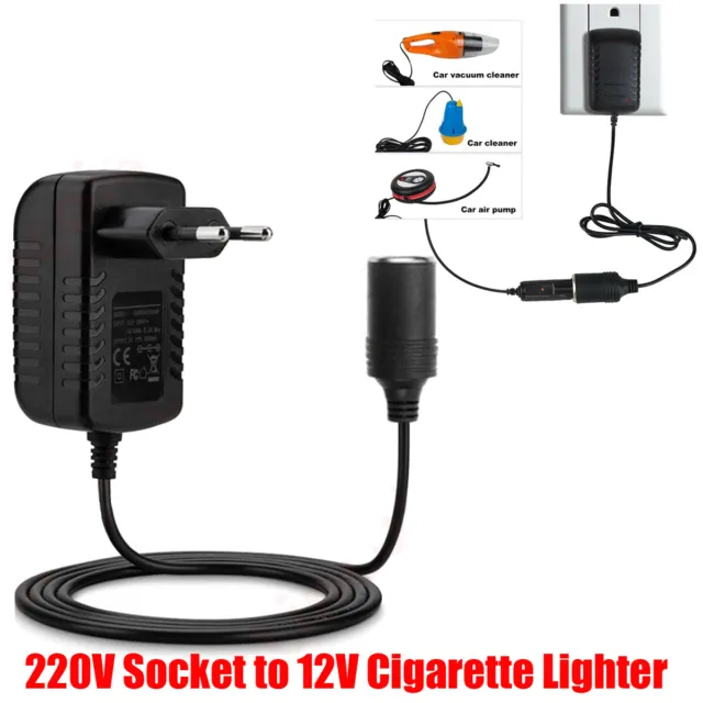 DE Strom Adapter Spannungswandler 220/230V Steckdose auf 12V Zigarettenanzünder