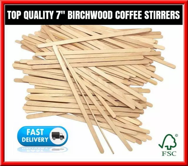 Wooden Coffee Stirrers Eco Friendly Biodegradable Hot Drink Stir Stick 7"(178mm)