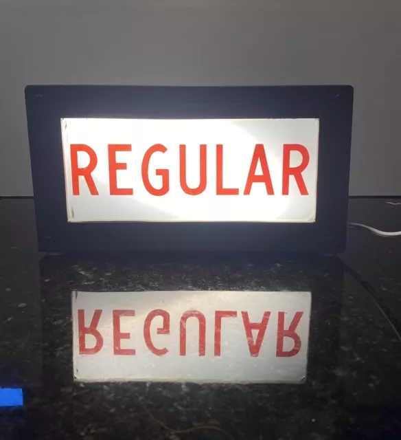 Original Vintage “Regular” Gas Station Gas Pump Ad Glass - Lighted Sign!