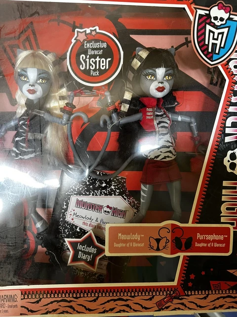 Meowlody & Purrsephone Monster High Werecat Twins 11" Dolls Mattel Were Cat 1st