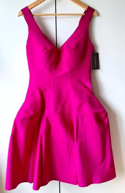 NEW $2,290 Zac Posen Fuchsia Magenta Fit and Flare Cocktail Dress Size 8