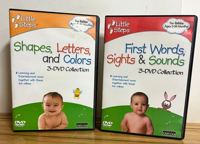 2 LITTLE STEPS DVD sets- Shape Letters & Colors/ Sights
