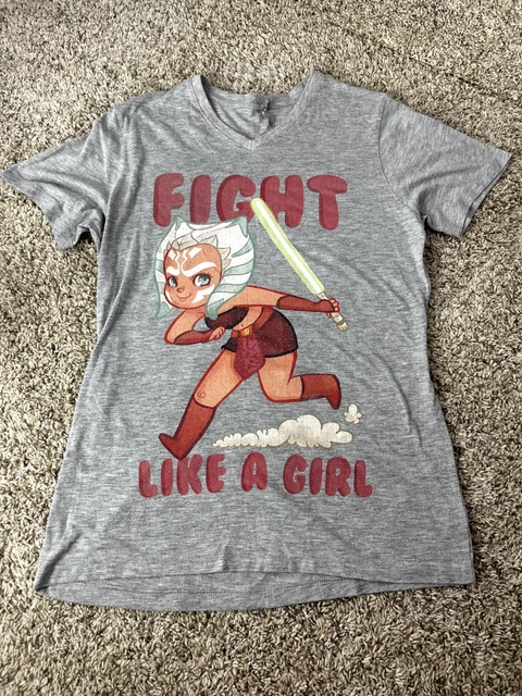 Star Wars Womens T-Shirt Fight Like a Girl Clone Wars Graphic Tee Medium Star Wars Womens T-Shirt Fight Like a Girl Clone Wars Graphic Tee Medium
