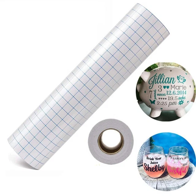 Cinta De Transferencia Para Vinilo 30.5 Cm X 5 M | Con Rejilla De Alineación | Para Vasos, Ventanas Y Pegatinas | Adhesivo Reutilizable