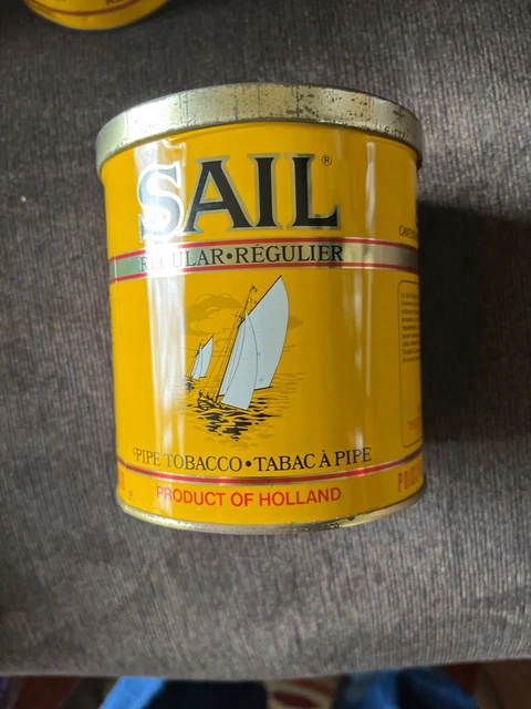 sail tobacco tin SAIL YELLOW PIPE TOBACCO TIN - THEODORUS NIEMEYER HOLLAND SAILBOAT GRAPHIC  14 oz $22.39