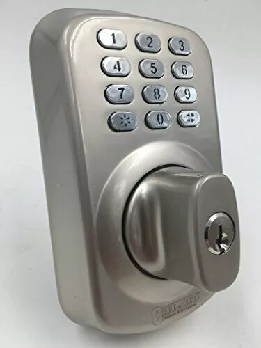 Heavy Duty Electronic Keyless Deadbolt Lock Satin Chrome Battery Universal