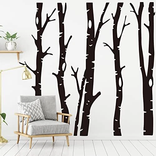 7 Sheets Giant Tree Wall Decals Large Birch Tree Decals for Walls Woodland