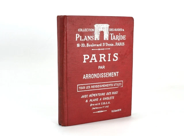 Plans Taride ; Paris Par Arrondissement C,1930,(un Vintage A-Z Style Map Livre )