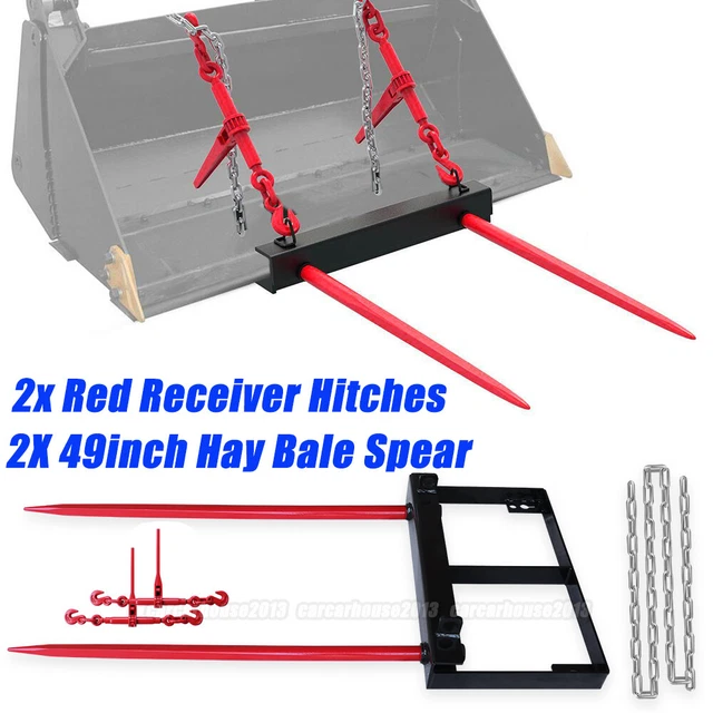 2x 49" Hay Bale Spear Bucket Attachment 3000lbs Front Skid Steer Loader Tractor