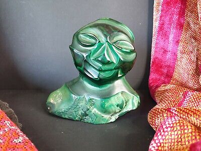 Old Malachite Carved Tribal Man Bust  …beautiful collection and display piece