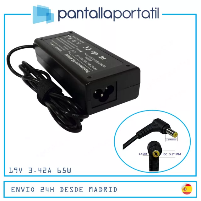 Cargador de portatil para Acer PA-1650-02 19V 3.42A AC Adapter repuesto