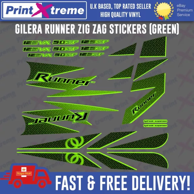 Gilera Runner Zig Zag Stickers GREEN carbon lightning 621745 SP FX FXR VX VXR