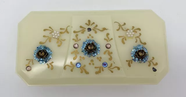 Vintage 1950's Fuller Brush Company Table Tidy Crumb Sweeper Rhinestones Flowers