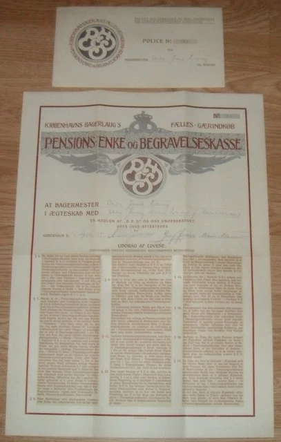 seltener alter MEISTERBRIEF BÄCKER 1941 Kopenhagen DÄNEMARK antik