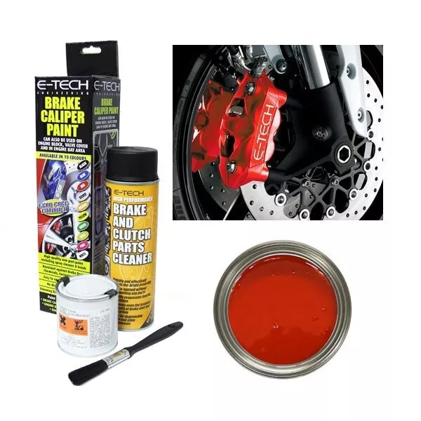 Brake Caliper Paint Kit Red Includes Cleaner Paint Brush - E-Tech EBCP-R