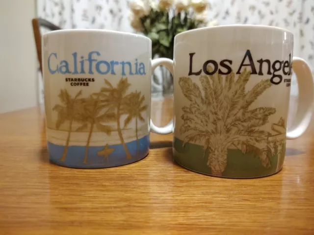 Lot de 2 tasses Starbucks Los Angeles California Global Icon Collector Series 16 oz