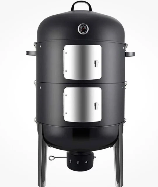 Heavy Duty Steel Charcoal Outdoor Smoker Grill, Black (Open Box)