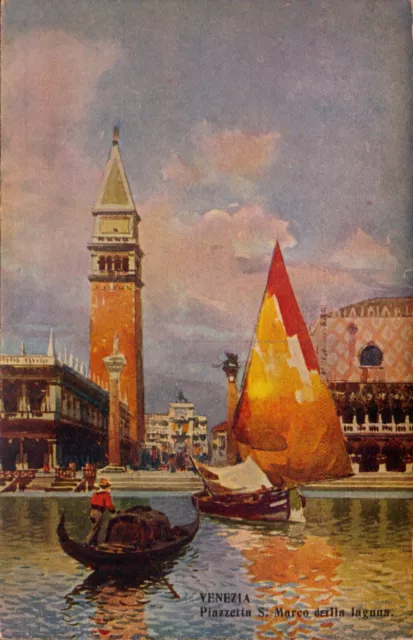 Vintage Postcard Venezia Piazzetta San Marco della laguna gondola boats