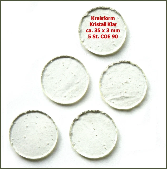 (0,90€/St) HotPot Formstücke (AK90) 5x RUND 35mm KRISTALLKLAR