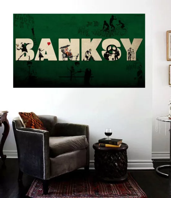 Banksy Compilation Collage Insane Street Art Canvas Print Huge 36 x 24 print