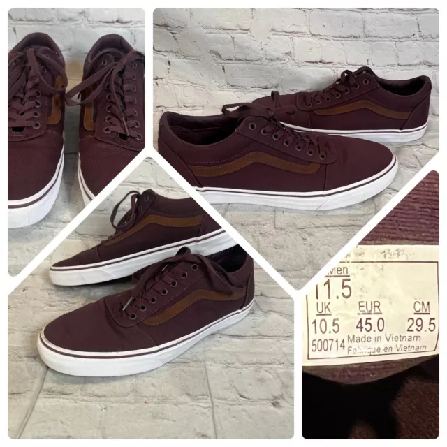 VANS Old Skool Marrón Cordones Rayas Zapatillas Patín Zapatos Hombre Talla 11.5