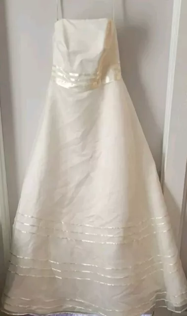 DAVIDS BRIDAL WEDDING Dress Ivory Sz. 8 Style T8792 Ribbon Trim $70.00 ...