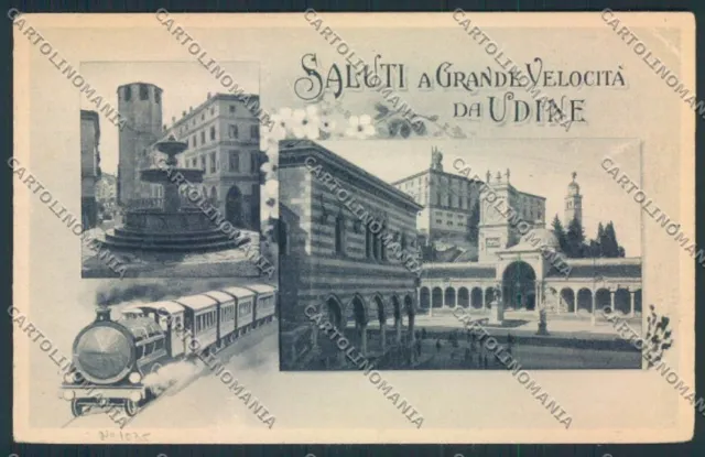 Udine Città Saluti da Treno PIEGHINE cartolina MV9469