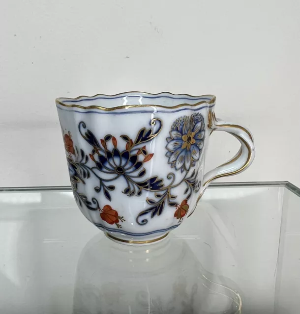 Antique Meissen Blue Onion Porcelain Tea Cup, Imari Gold/Red/Blue