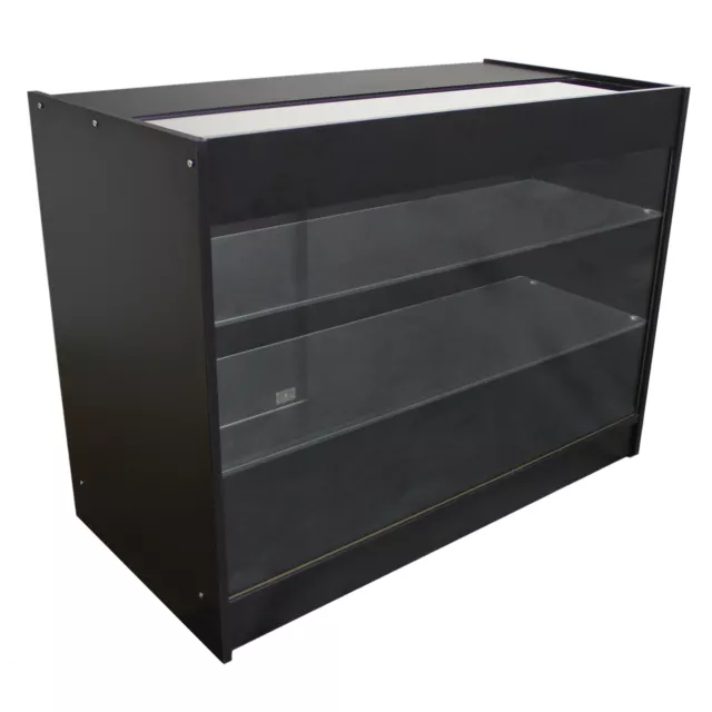 Shop Retail Counter Glass Shelf Product Display Showcase Lockable Cabinet Black