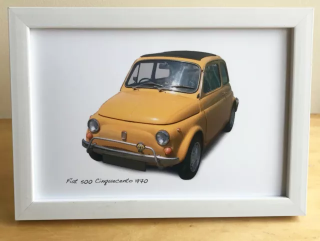 Fiat 500 Cinquecento 1970 - 4x6in Photograph in Black or White Frame