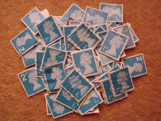 200 x 2nd - Second Class; GB Blue -  Machin Definitive Stamps QE11 used