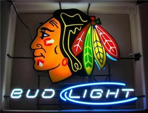 Blavkhawks Hockey BVD Light  Neon Signs19x15 Bar Sport Pub Restaurant Wall Decor