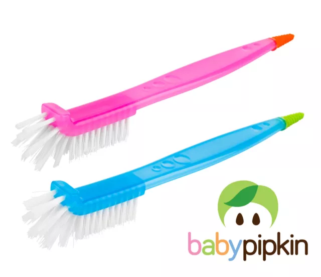 Long Handle Bottle Brush Nylon Bristles 2-in-1 Curve Head Washing Up Baby Bottle