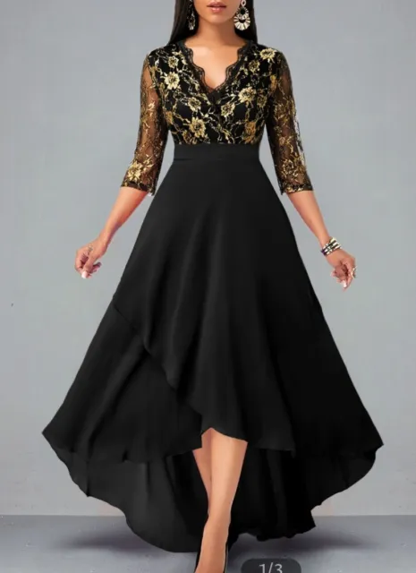 XL Black And Gold Elegant Dress